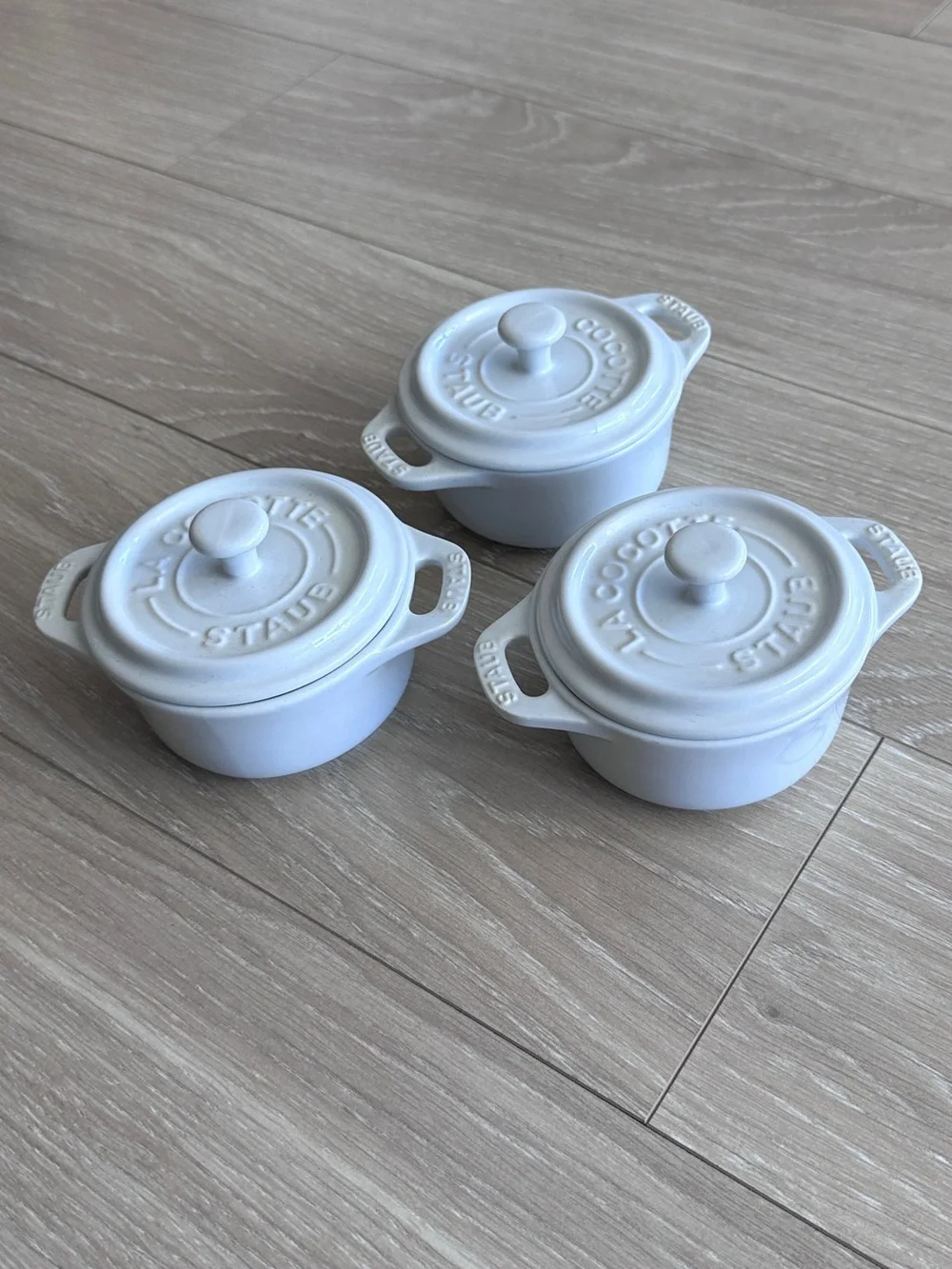 Staub White Round Mini Cocottes, Set of 3
